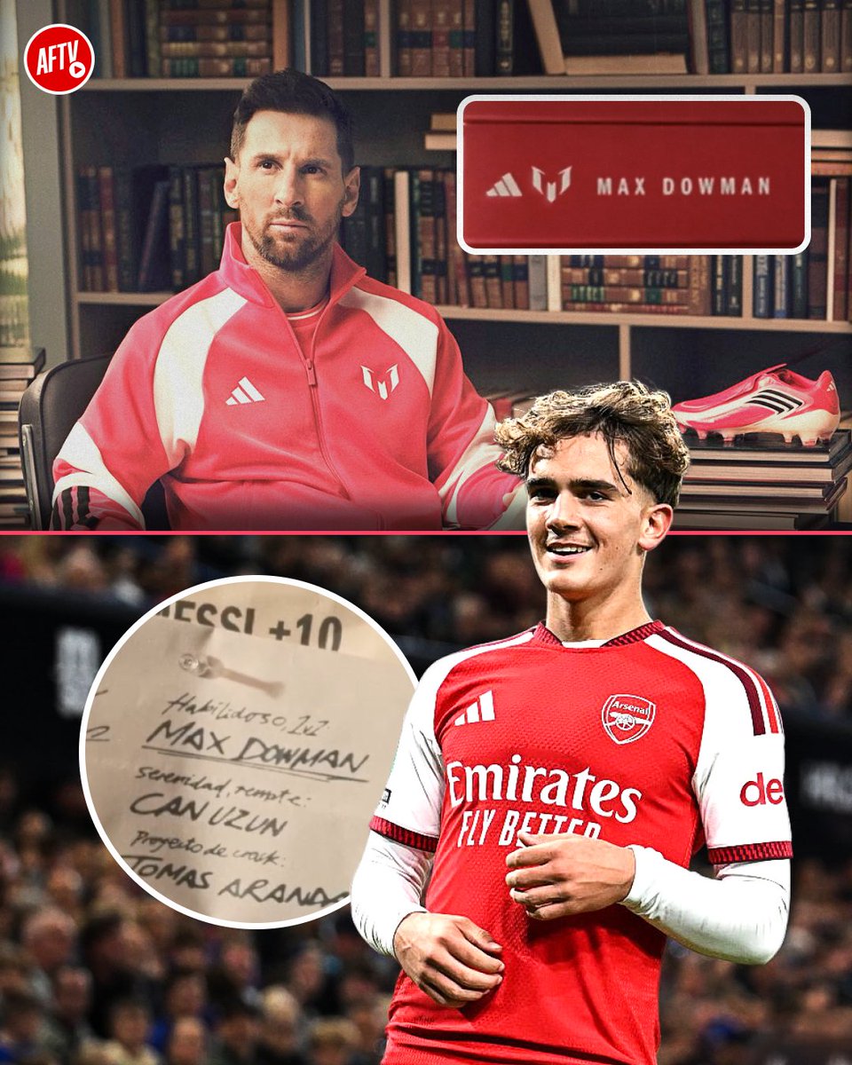 AFTVMedia's tweet photo. ✍️ 𝐋𝐢𝐨𝐧𝐞𝐥 𝐌𝐞𝐬𝐬𝐢 has officially named Arsenal’s very own 𝐌𝐚𝐱 𝐃𝐨𝐰𝐦𝐚𝐧 in his top 10 young talents under 21 to watch for the future. 

Praise doesn’t come any bigger than this. 👑 https://t.co/sfY5H4FeBn