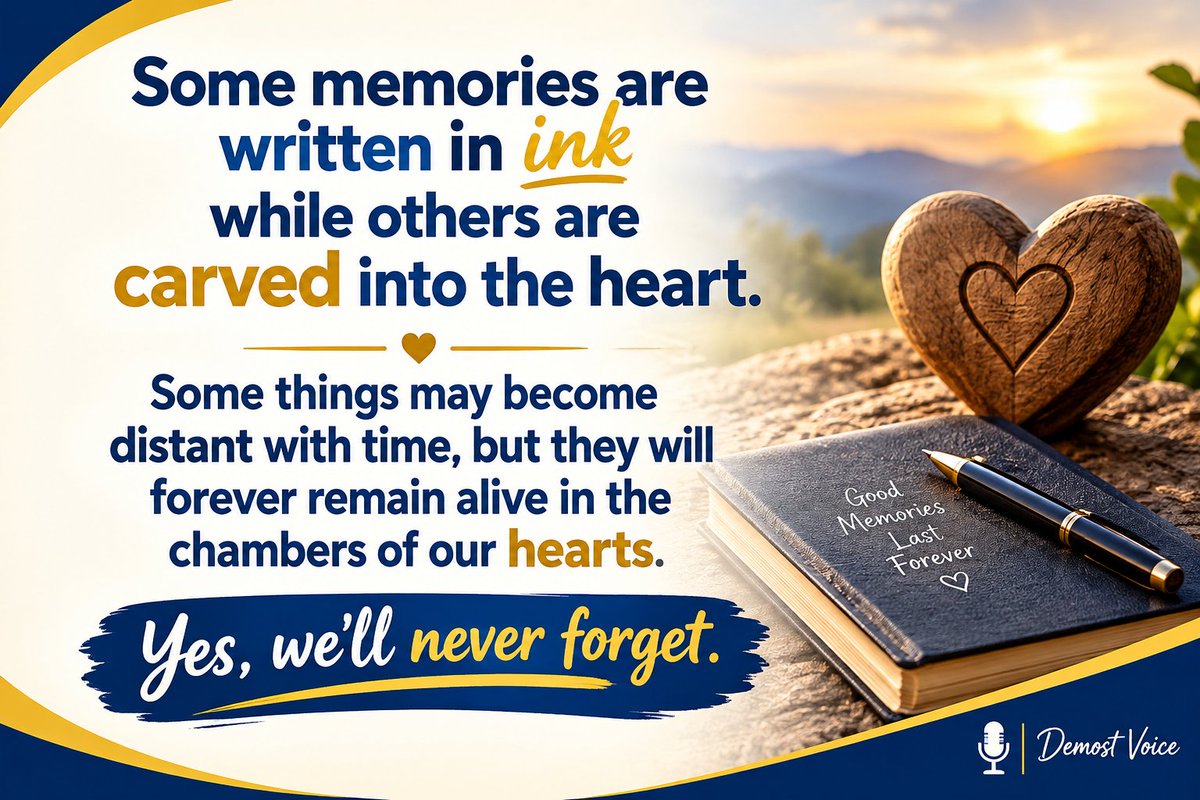 DemostWamzy's tweet photo. Some memories are written in ink while others are carved into the heart.

Some things may become distant with time, but they will forever remain alive in the chambers of our hearts.

Yes, we'll never forget. https://t.co/qKaAeG2JkD