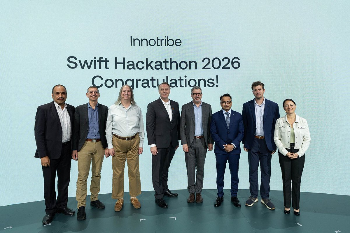 GLEIF's tweet photo. Building adoption through standards 📈

At the Swift Hackathon 2026, @StanChart, winner of the Business Challenge, demonstrated how global standards and protocols promote interoperability and drive wider adoption of digital assets.

Instead of reinventing the wheel, its solution leveraged ISO 20022 and the verifiable #LEI (#vLEI) to help create scalable solutions without forcing market participants to abandon established processes.

@swiftcommunity

https://t.co/PSJFJrp30J