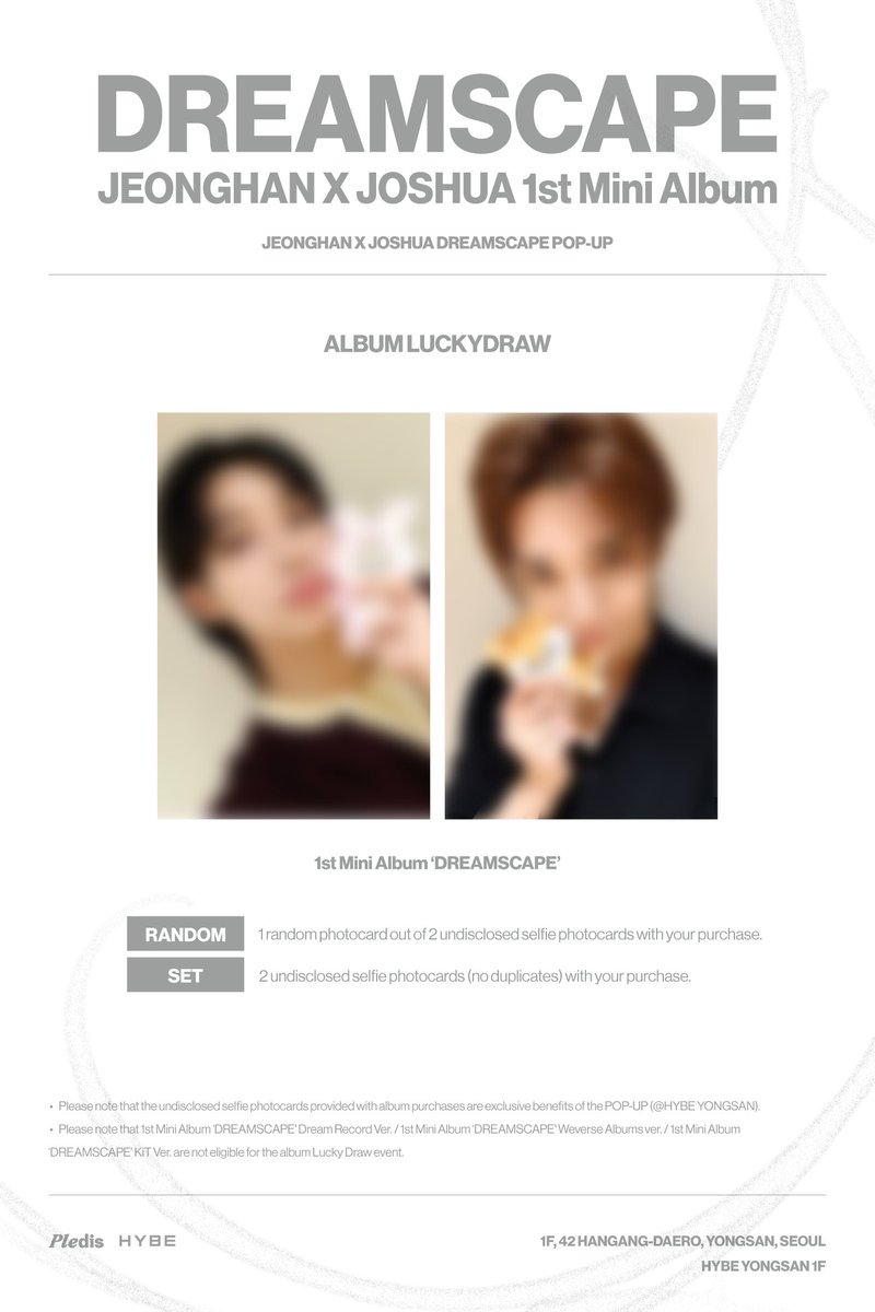 HYBE_MERCH's tweet photo. JEONGHAN X JOSHUA ‘DREAMSCAPE’ POP-UP
EVENT⋆˚✧ 

📅 2026. 10. 20 - 2026. 10. 25
📍 HYBE YONGSAN 1F

#JxJ #정한X조슈아
#DREAMSCAPE https://t.co/IZVIXpiHPc