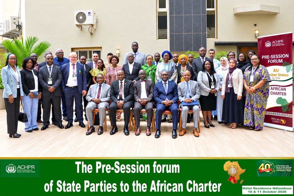 willynyamitwe's tweet photo. In #Dakar, I successfully chaired the 3rd Pre-Session Forum of States Parties to the African Charter on Human and Peoples' Rights (10–11 Oct). We agreed on: a follow-up mechanism for recommendations, stronger Commission resources, meaningful youth and women inclusion, and a united African voice on the Right to Development.