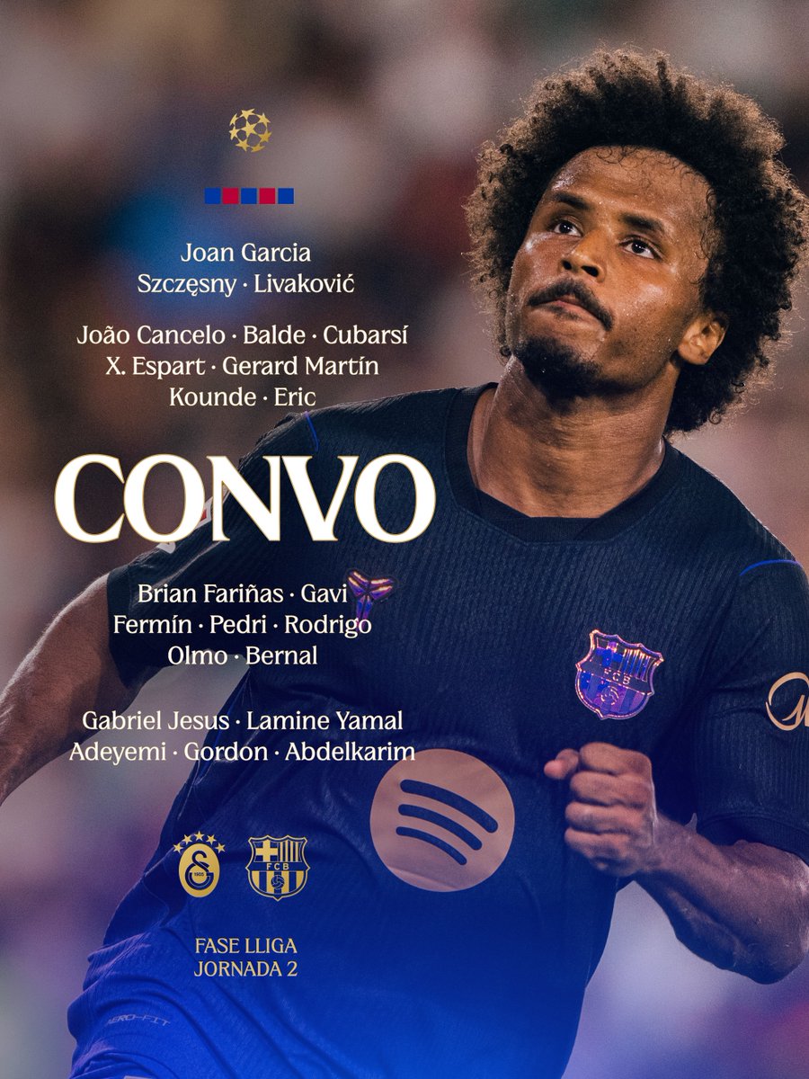 FCBarcelona's tweet photo. 📋 𝗦𝗤𝗨𝗔𝗗 𝗟𝗜𝗦𝗧 https://t.co/WapL7Gth2p