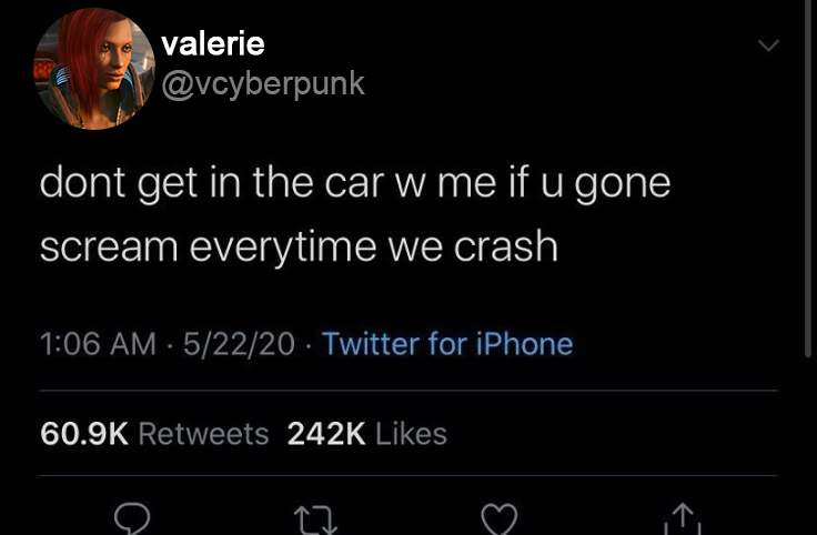preemfemme's tweet photo. happy bday v cyberpunk #cyberpunk2077 https://t.co/Vd9E4RqfBR