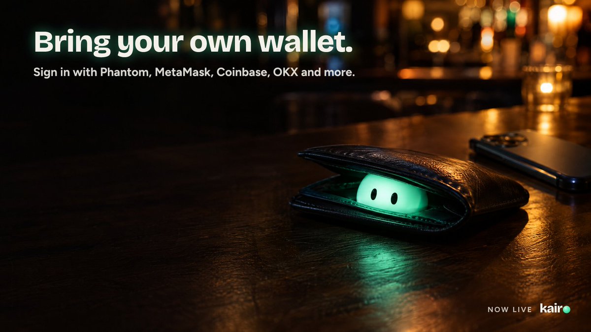 kairoExchange's tweet photo. Bring your own wallet. 

You can now sign in to Kairo with Phantom, MetaMask, Coinbase, OKX and more.

https://t.co/z9pnlJyhib https://t.co/pDBIysWIil