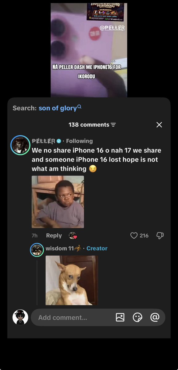 tems_xoxo1's tweet photo. A guy claimed he collected iPhone 16 at Peller’s homecoming in ikorodu 

Check second frame for his response 😂
Peller dey always muzz me with his replies 😹 https://t.co/lmrC0jpmHA