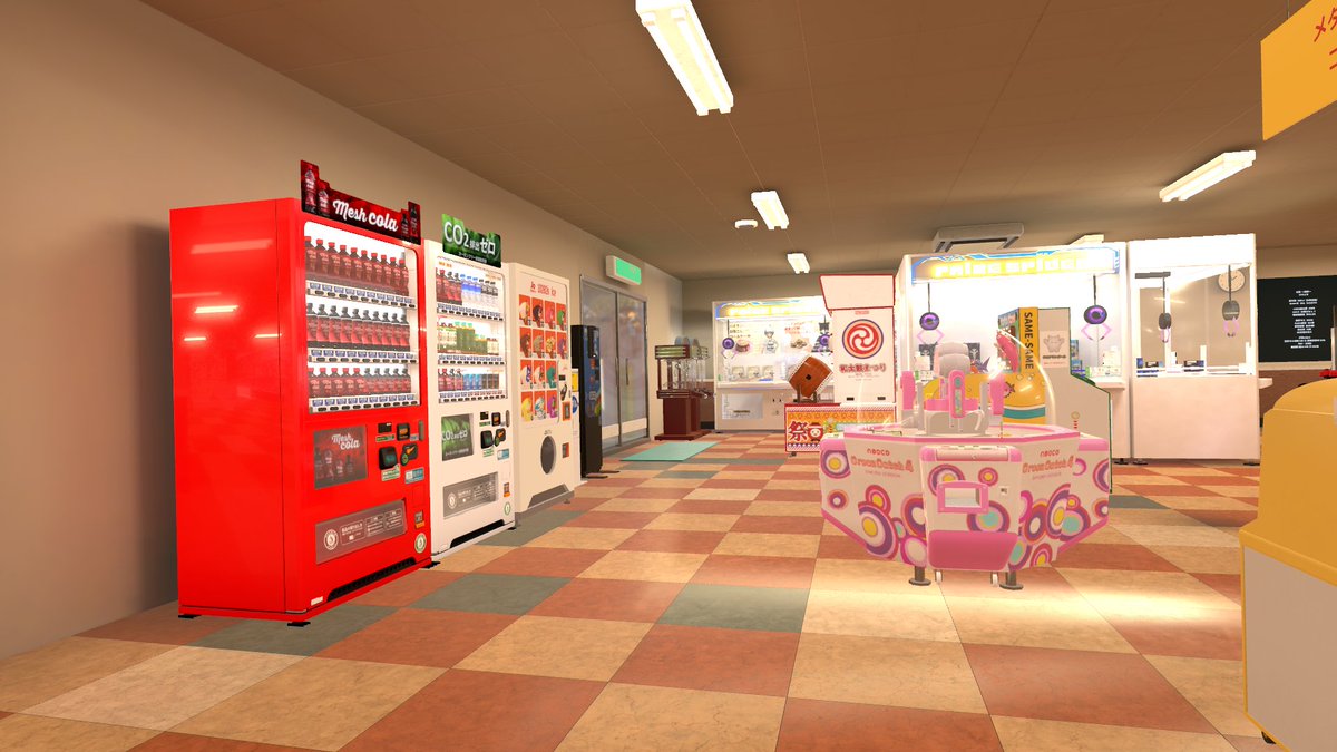 inosuke49ners's tweet photo. 「放課後ゲーセンver0․12（WIP）」
旅館とかにもありそうなゲームセンターが楽しめるワールド。
昔懐かし？のゲーム台が幾つもあり、コインを入れれば楽しめます。さめさめぱにっくは腕が痛くなりそうな程のスピードを出すので良い運動？になりましたね。
#VRChat_world紹介 https://t.co/iq9TFBM87b
