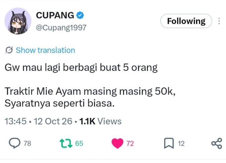 HPerdana210's tweet photo. @Cupang1997 Semua syarat sudah
Mie ayam nya di ganti makanan kucing kalengan boleh gak https://t.co/PvGMkrBojy