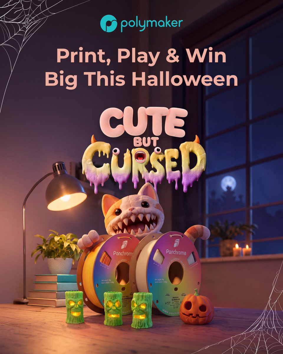 Polymaker_3D's tweet photo. Cute meets cursed. 😈🎃
Join our #CuteButCursed 3D Printing Challenge on Instagram @polymaker_3d for a chance to win from a prize pool featuring 10+ 3D printers, 100+ Polymaker rewards & 100+ printing essentials! 🎁
🎁 Explore more ways to win:
https://t.co/bojFvIzE19 https://t.co/e45sWF6vC3