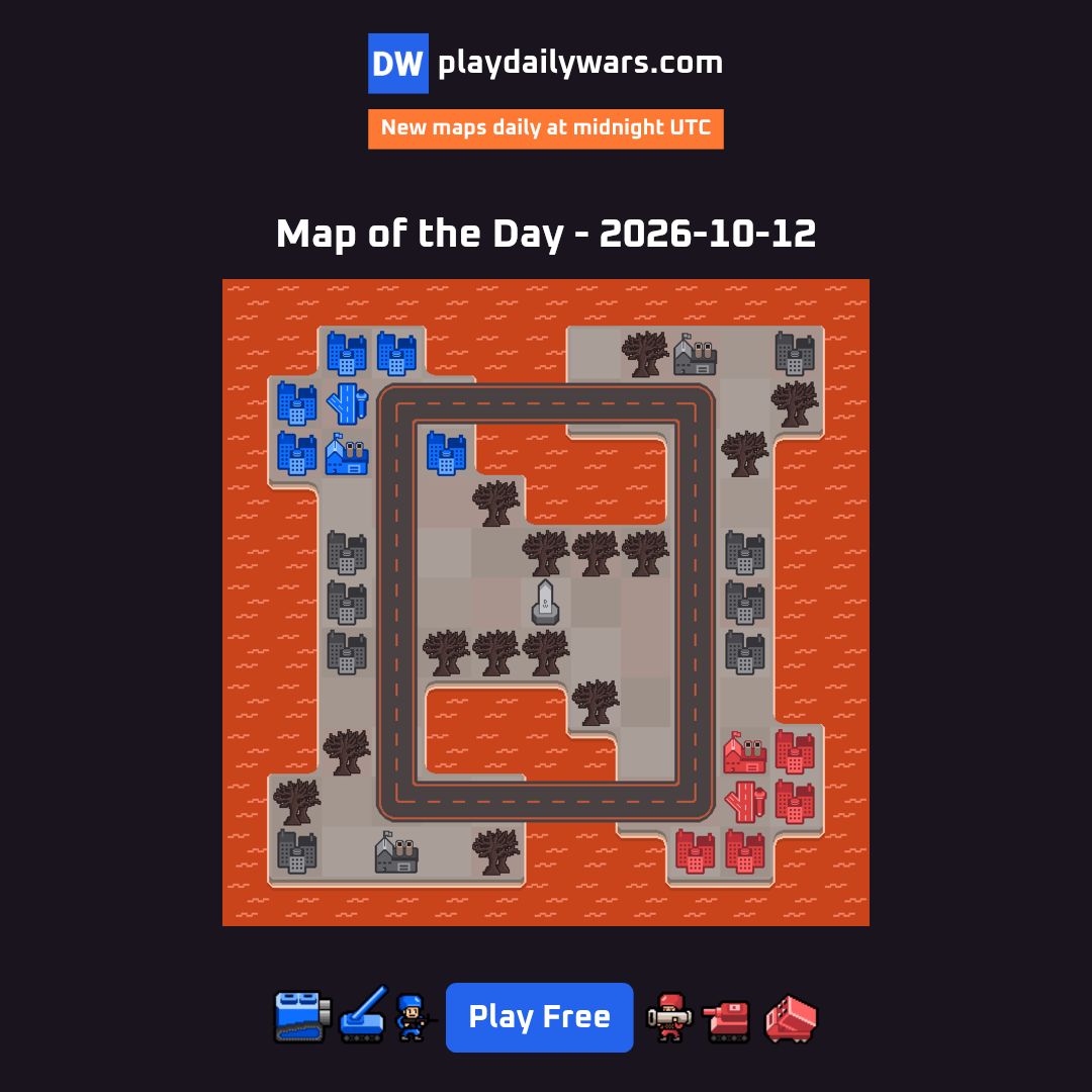 PlayDailyWars's tweet photo. MAP OF THE DAY — 2026-10-12
Play now: https://t.co/iWDFHfj2hH
Can you complete it in the fewest days and claim the top spot on the leaderboard?
#dailygames #dailywars https://t.co/EHp2iPEQ3N