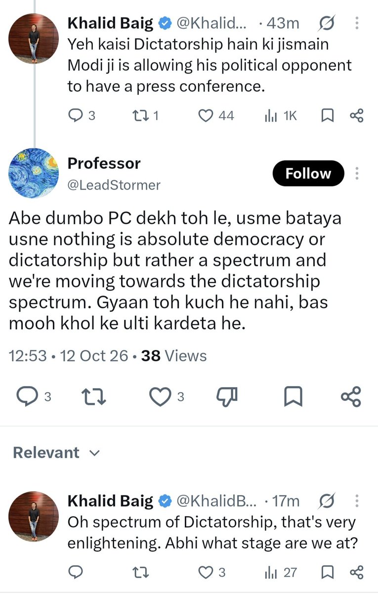 KhalidBaig85's tweet photo. An interaction with an average Dhruv Rathee fan boy. https://t.co/mv0gZLcAIt