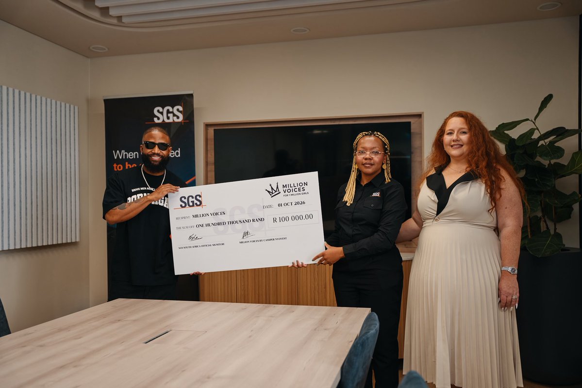 casspernyovest's tweet photo. A big thank you to SGS South Africa, the world’s leading Testing, Inspection and Certification company, for your contribution towards A Million Voices & our mission to end period poverty. Our biggest contribution so far and we are so greatful. 

Your support brings us one step closer to ensuring that more girls have access to essential menstrual products & can continue their education with dignity.
Thank you for being part of the change! 

#MillionVoices #EndPeriodPoverty #PeriodPowerByCassper
#HearMyVoice