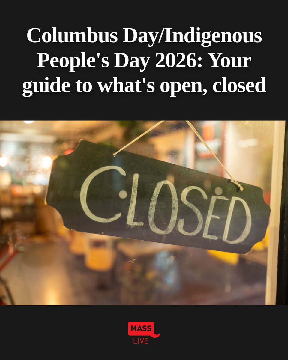 masslivenews's tweet photo. If you are heading out, running errands or catching public transit, here is a complete breakdown of what is open and what is closed in Massachusetts for Indigenous Peoples’ Day / Columbus Day. | 🔗 https://t.co/0VOF8PsOAD https://t.co/AK9jPLefJ2