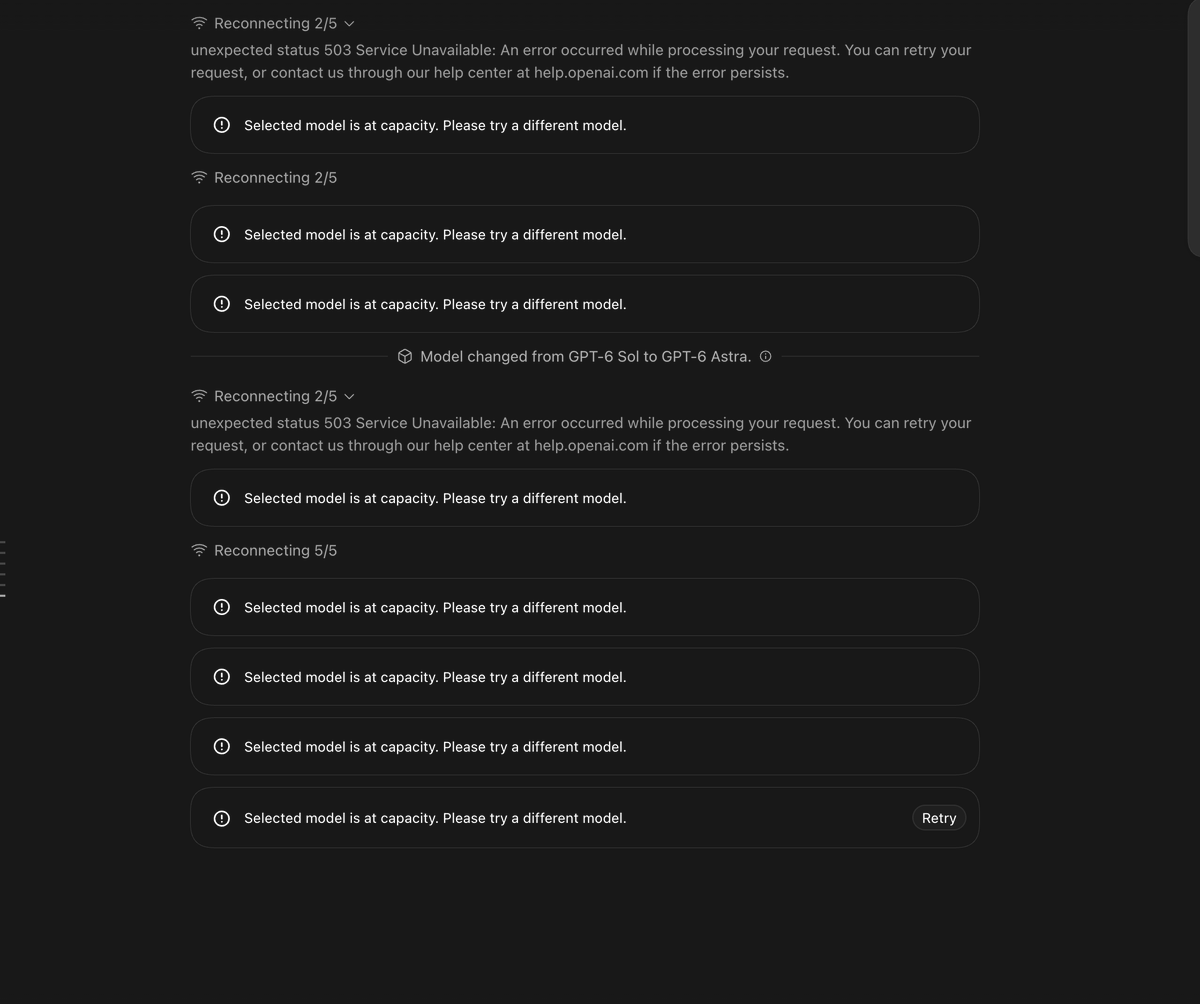 s2_shining93's tweet photo. @thsottiaux The Codex server is great, but it gets overloaded a lot :( https://t.co/jaHaUN1pGL