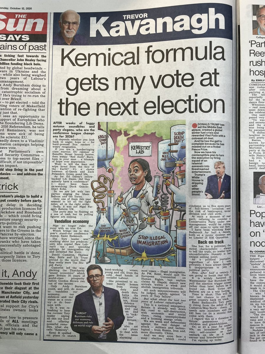 JAHeale's tweet photo. Very positive column for Kemi Badenoch from Trevor Kavanagh in today’s Sun https://t.co/JMUVUJkvHs