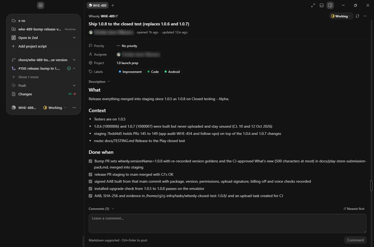 _CjTheVillain's tweet photo. Best thing about @theo 's T3 Code? It's open source.

It didn't have Linear support, so I asked AI to add it. It did. Now my issues sit right next to my worktree, branch and PR.

Stop bending your workflow to fit your tools. Bend the tools. https://t.co/vRbV1qkLas