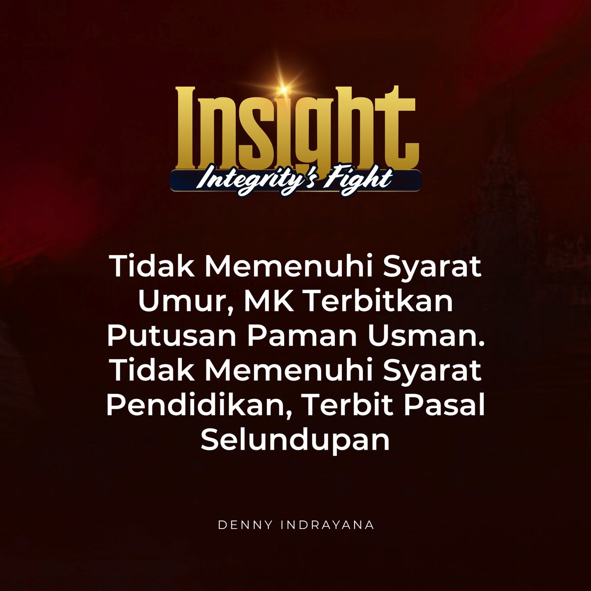 dennyindrayana's tweet photo. INSIGHT: INTEGRITY's Fight https://t.co/XBsLEtv9dR
