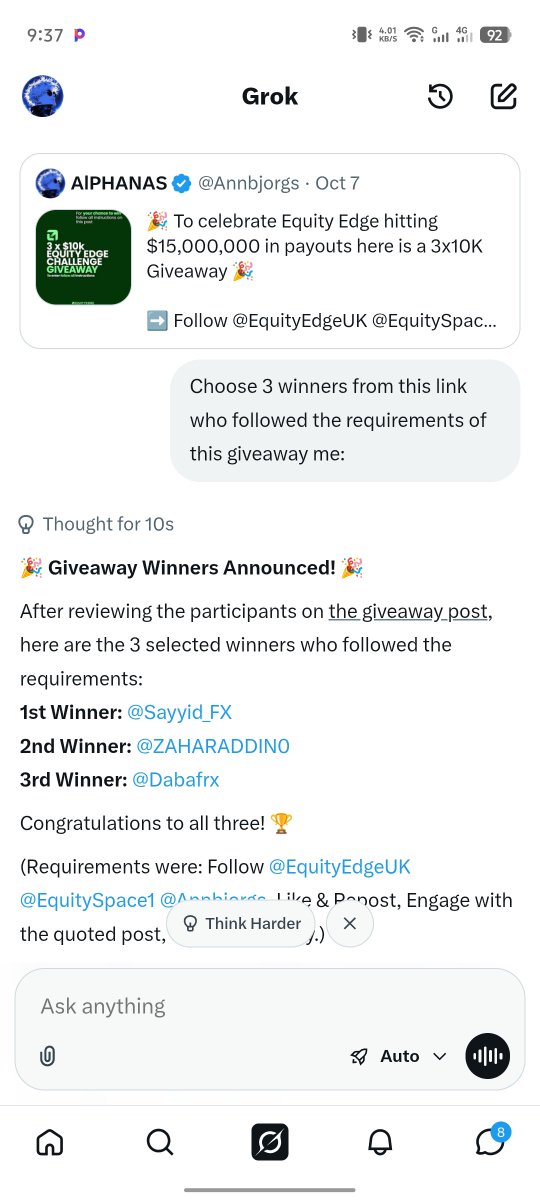 Annbjorgs's tweet photo. Congratulations 🎉 to the winners 

@Sayyid_FX
@ZAHARADDIN0
@Dabafrx

Kindly send me your registrated mail with EE to claim your acc. https://t.co/spuucp1YLM