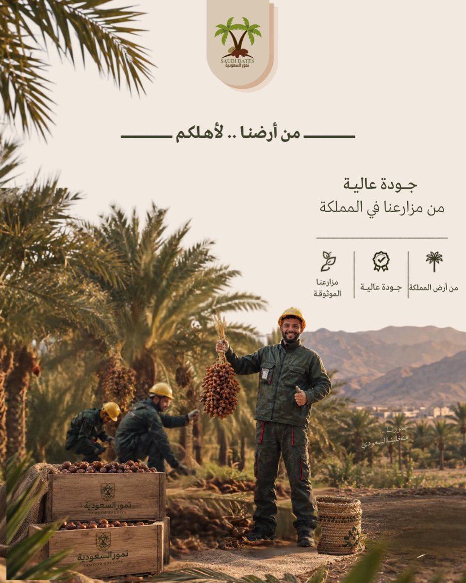 SaudiDatesc99's tweet photo. من أرضنا لأهلكم، نهديكم أصالة تمورنا وطيب المذاق 🤎🌴
خير أرضنا يوصل لمائدتكم بكل حب من تمور سعودية.

#من_أرضنا_لأهلكم #تمور_سعودية #عجوة_المدينة #التمور_السعودية #تمر_المدينة https://t.co/NIp81BLbIA