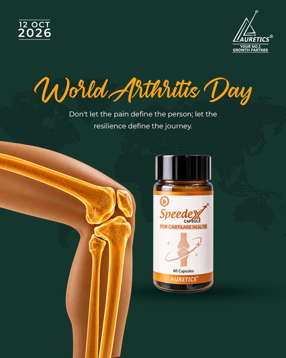 auretics's tweet photo. 🌍 Happy World Arthritis Day! 💚
Don’t let pain define you—let resilience lead your journey! 💪
Choose awareness, care, and healthier movement with Auretics Speedex.🧡
#WorldArthritisDay #Auretics #Speedex #JointHealth https://t.co/VF2kZH5jLs