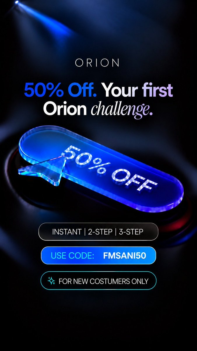 fmsanifx's tweet photo. GIVEAWAY ALERT
5*$10K Accounts Giveaway with @Orionfundedcom 
Enjoy 50% OFF Discount with code: FMSANI50

Follow :@Orionfundedcom @orionAffiliates @fmsanifx

Like and repost
Tag 2 friends
Signup : https://t.co/EW4xJFq5La

Winners in 3 Days https://t.co/pycq1p3fmT
