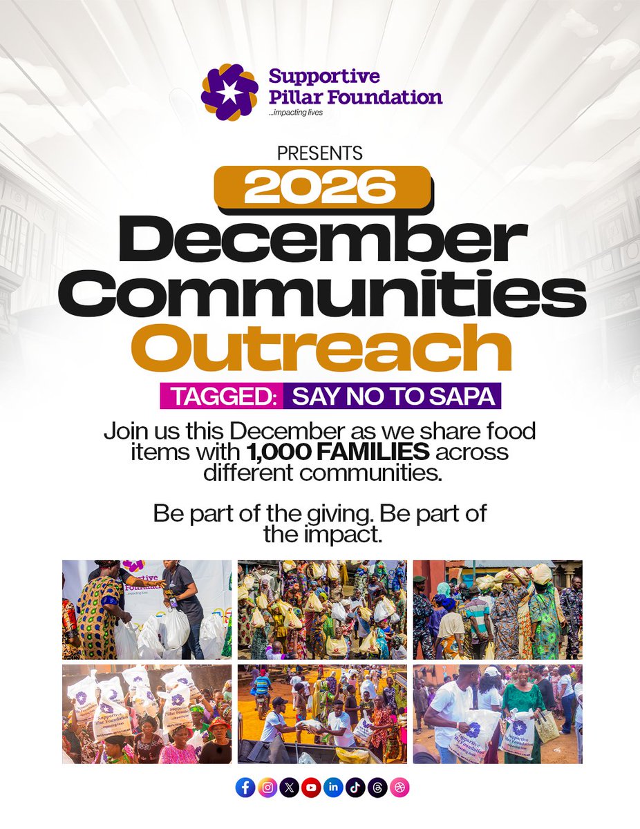 Supportivepf's tweet photo. This December, we’re taking the love to the communities. 💜

Your kindness can put food on a table, bring hope to a family, and turn a difficult season into one filled with joy.

For Donations
₦ FCMB 7113457018
$ FCMB 2003530477
Supportive Pillar Foundation

#SayNoToSapa
#SPF https://t.co/B5rIPslgi8