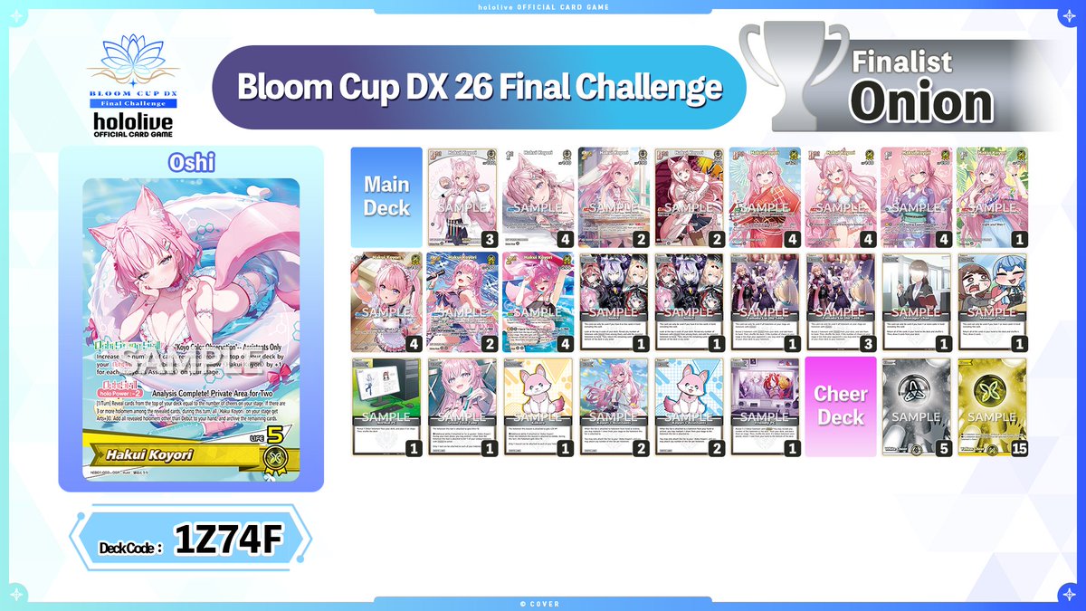 hololive_OCG_EN's tweet photo. Check out the deck that helped our other Finalist Player Onion to get him to the final stage:
[Deck Code: 1Z74F]
#hololive #hOCG #BCDX26Final https://t.co/1K6a4EtSI5