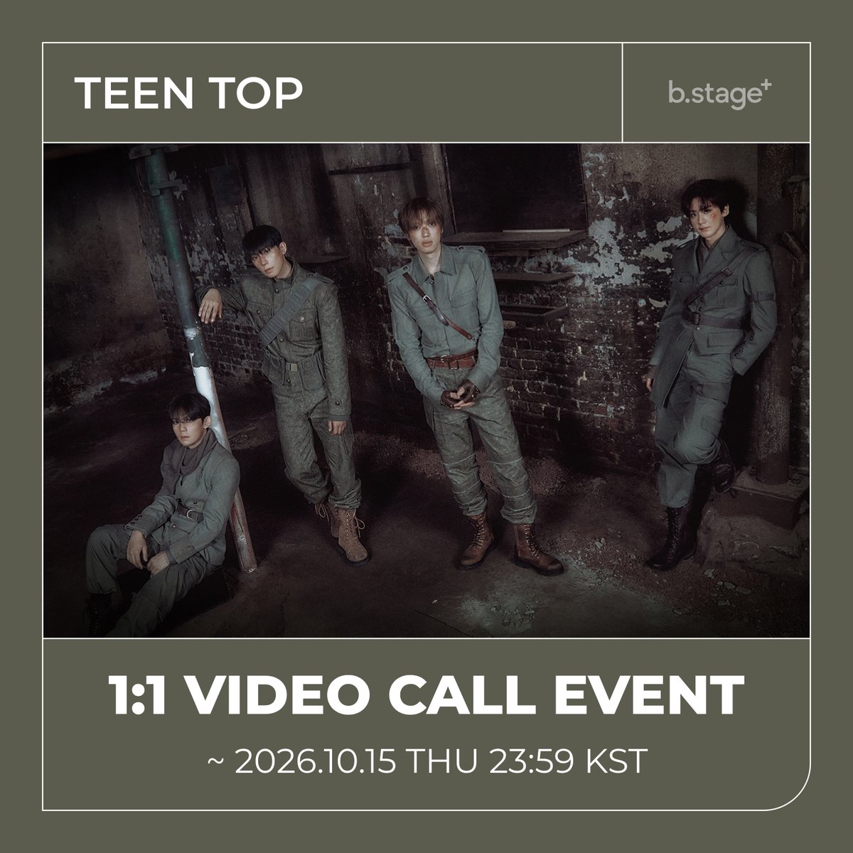 bstageplus's tweet photo. 틴탑 (TEEN TOP) - 11th EP [DON’T STOP]
1:1 VIDEO CALL EVENT

💜구매자 전원 특전
b.stage ONLY 미공개 포토카드 (4종 중 랜덤 1장)

💜1:1 비디오콜 당첨자 특전
친필 사인 포토카드 1매 (당첨멤버)
친필 사인 폴라로이드 1매 (추첨 4명)

~2026.10.15 THU 23:59 KST
🔗https://t.co/AjeSfTiJ7N

#CHUNJI #천지 #NIEL #니엘
#RICKY #리키 #CHANGJO #창조
#TEENTOP #틴탑
#DONTSTOP