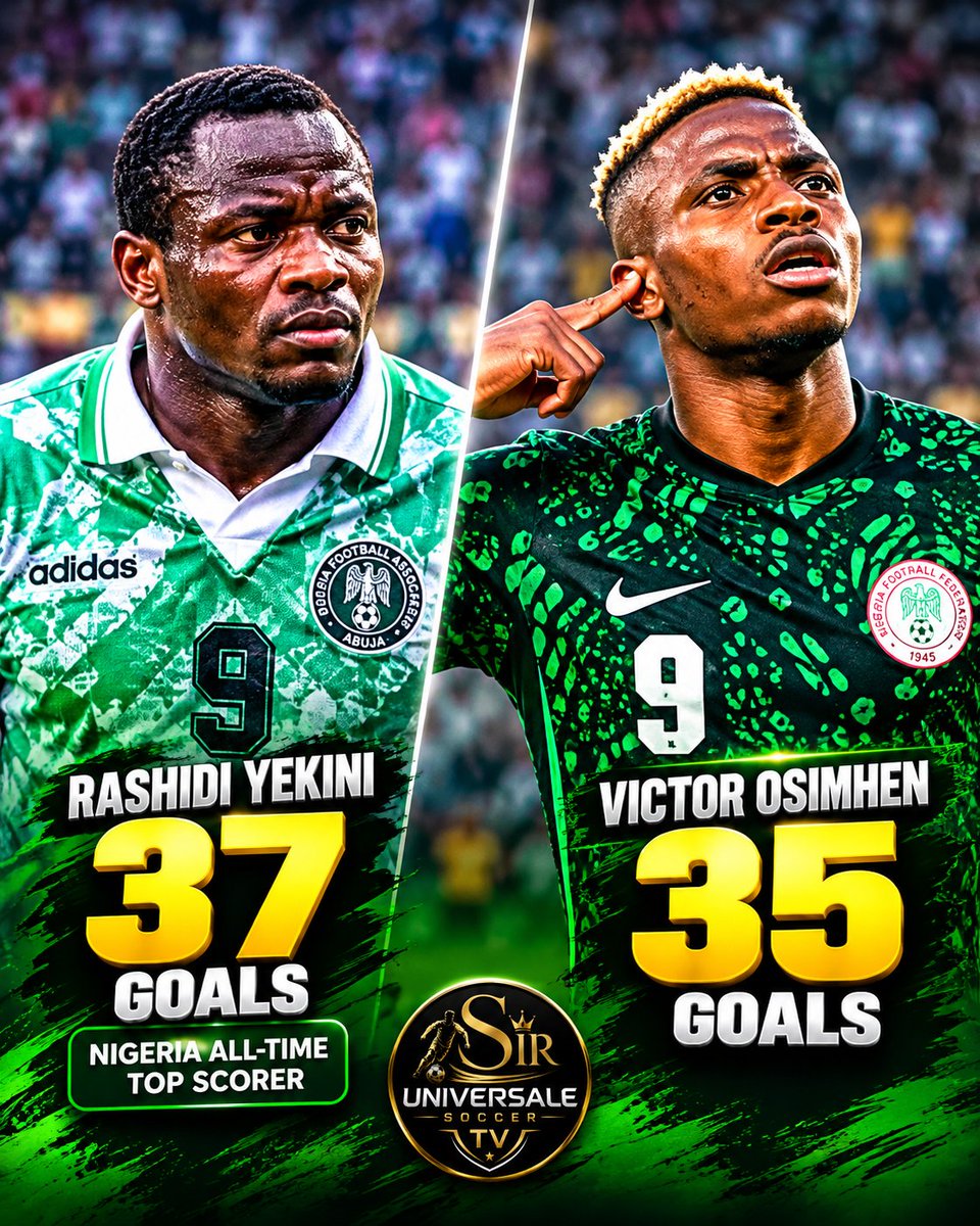 siruniversaletv's tweet photo. 🇳🇬🔥 WHO IS YOUR TRUE SUPER EAGLES GOAT OF ALL TIME? 🐐⚽

👇WHO IS YOUR GREATEST SUPER EAGLES STRIKER?

💬 Drop your answer in the comments! 🔁 Share this post and tag a football fan who will disagree with you! 😂🔥

Let the GOAT debate begin! 🐐🇳🇬 https://t.co/jaYBm4mYIZ