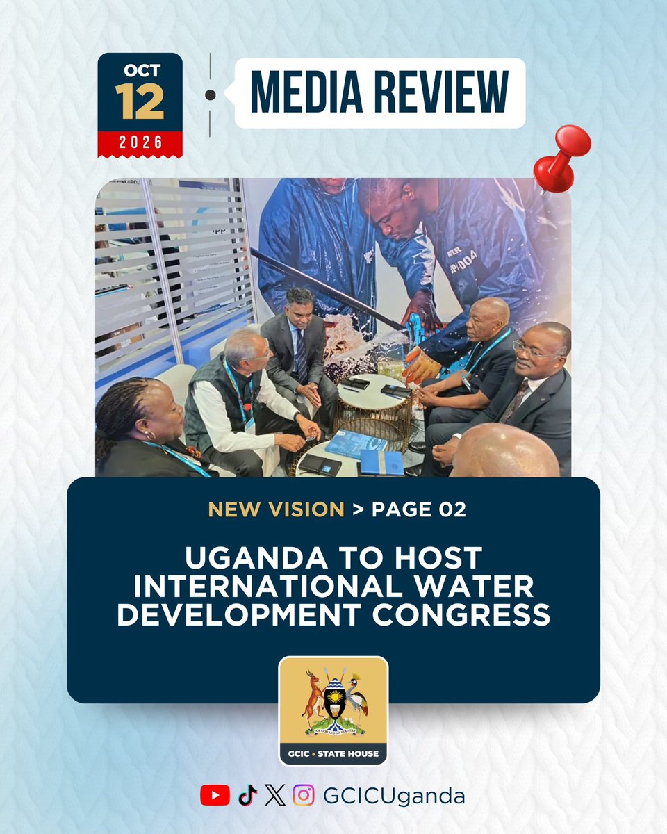 GideonSsekidde's tweet photo. Big win for Uganda!
Uganda has been selected to host the International Water Association Water and Development Congress and Exhibition in 2027.
#GoldenPosts @GovUganda
@GCICMediaReview @GCICUganda https://t.co/Is3kZp5V3h