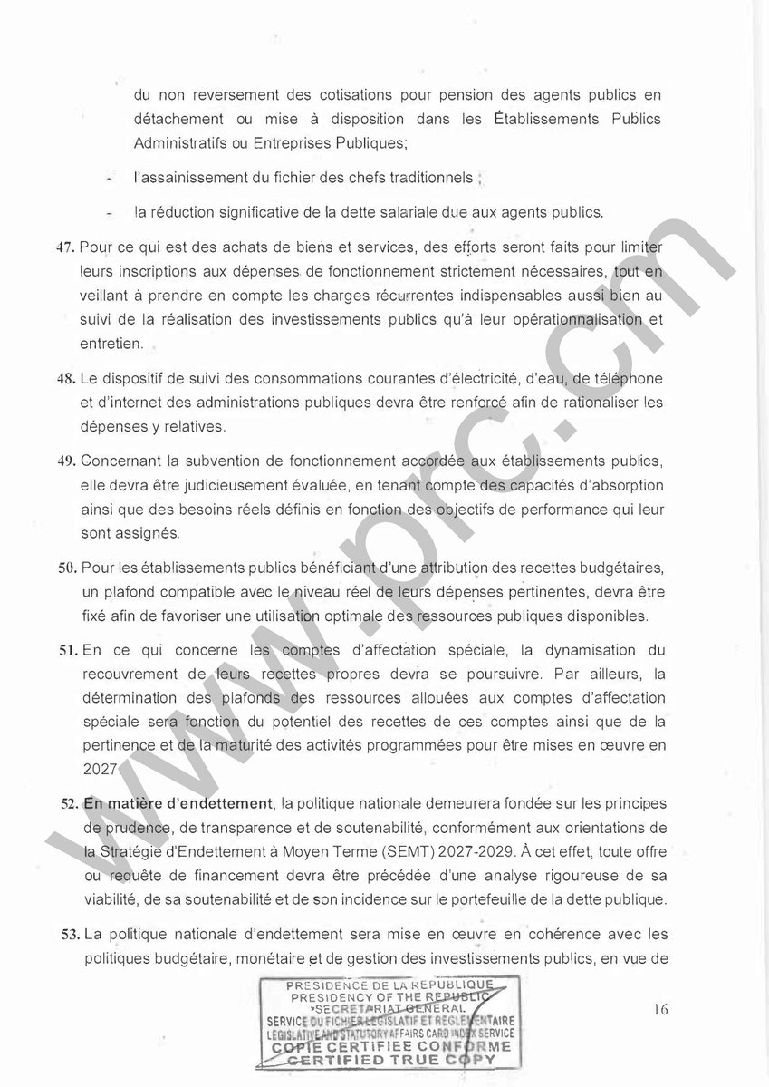 PR_Paul_BIYA's tweet photo. Circulaire relative à la préparation du budget de l’Etat au titre de l’exercice 2027

#PaulBiya
#Cameroun
4/6 https://t.co/QjU91PVxvb