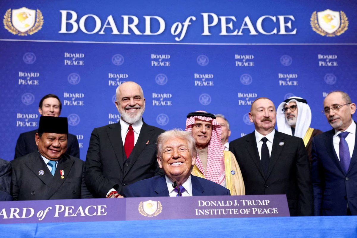 MarioNawfal's tweet photo. 🇺🇸🇵🇸 Trump's Board of Peace is looking less like a diplomatic mission and more like a private equity syndicate!

A new investigation into the council overseeing Gaza reconstruction found 5 board members tied to an Israeli arms company that just landed a $150 million Pentagon contract.

The firm makes AI sights and combat drones battle tested in Gaza, with ties routed through Kushner's $3.5 billion Gulf-backed fund.

Other board partners finance illegal West Bank settlements, while Qatari funds backing Palestinian developers face lawsuits over Hamas tunnel networks…

And just for good measure, Qatar is also financing a new Trump International golf course in Doha.

The White House claims aligning regional financial interests will turn conflict into commerce.

Meanwhile, more than 1,400 Palestinians have died since the ceasefire last year!

Source: The Telegraph / Writer: Bri