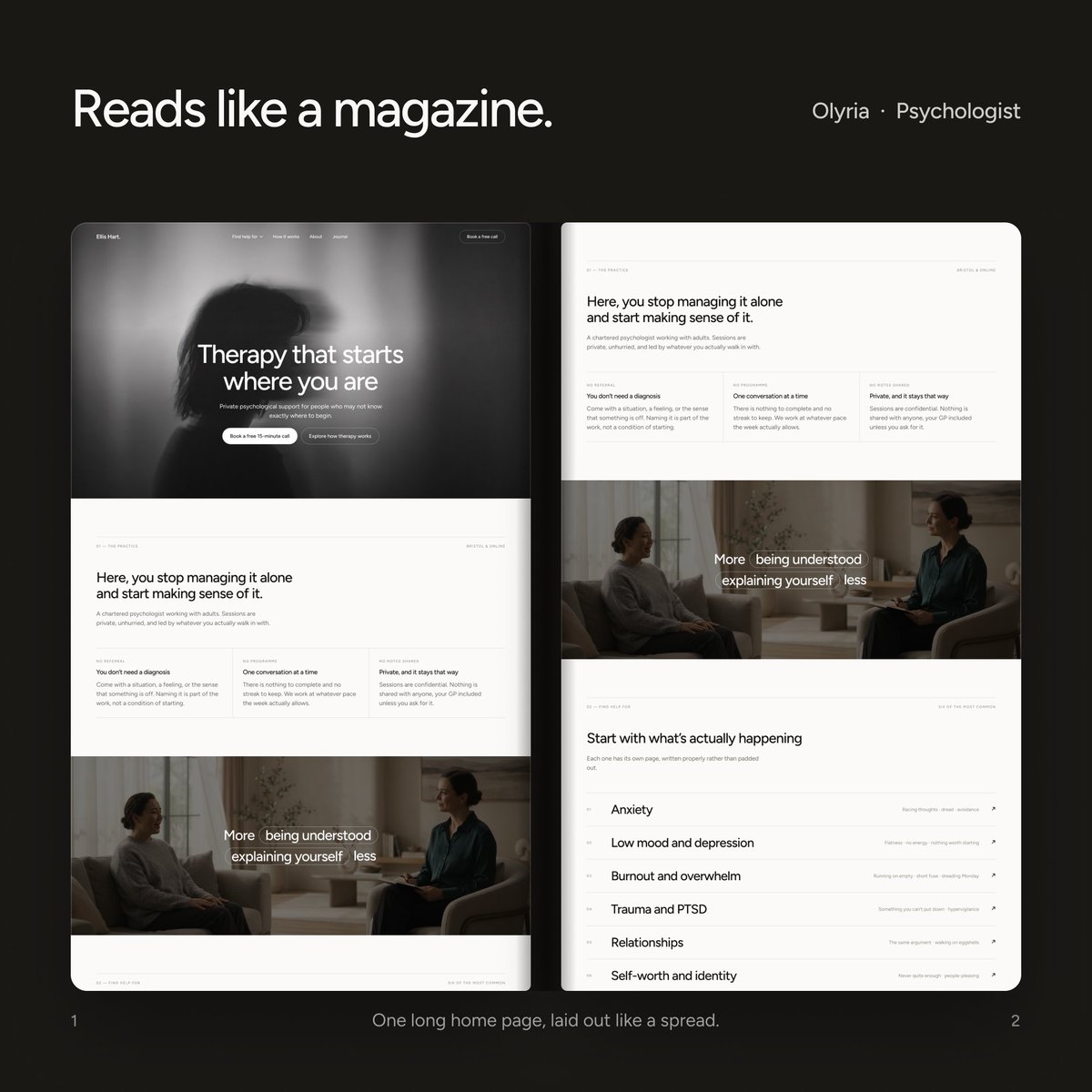 hr_shammo's tweet photo. Your name. Your practice. Your site.

Reads like a magazine, built for high trust, and completely connected via @framer CMS. Ready to launch whenever you are.

Lamplight Remix the free template: https://t.co/BJtHRer6Qd

#Framer #EditorialDesign #MinimalDesign #WebsiteLaunch #framertemplate