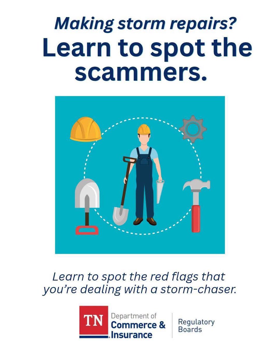 TNCommerceInsur's tweet photo. While many people seek to help during times of disaster, unfortunately there is also an increased risk for scams and fraud. Disasters attract scammers and "storm chasers" who seek to capitalize on a community's hardships. https://t.co/rlh6l1hbxT https://t.co/d9ieFfq7HH