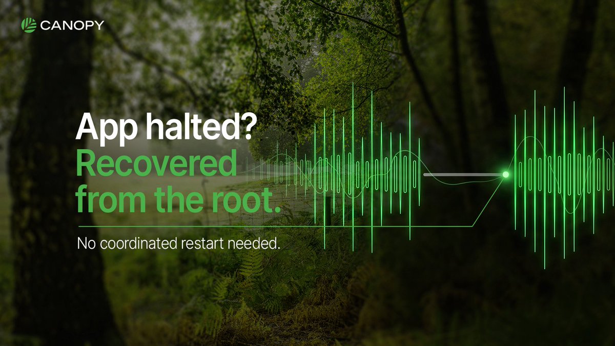 CNPYNetwork's tweet photo. When an app on Canopy halts, the recovery tools sit with the Security Root.

It can reassign the app's validators, restart its consensus, or roll back its state.

On a standalone chain, the same fix waits on two-thirds of the validator set upgrading and restarting together. https://t.co/iuqTPkIllo