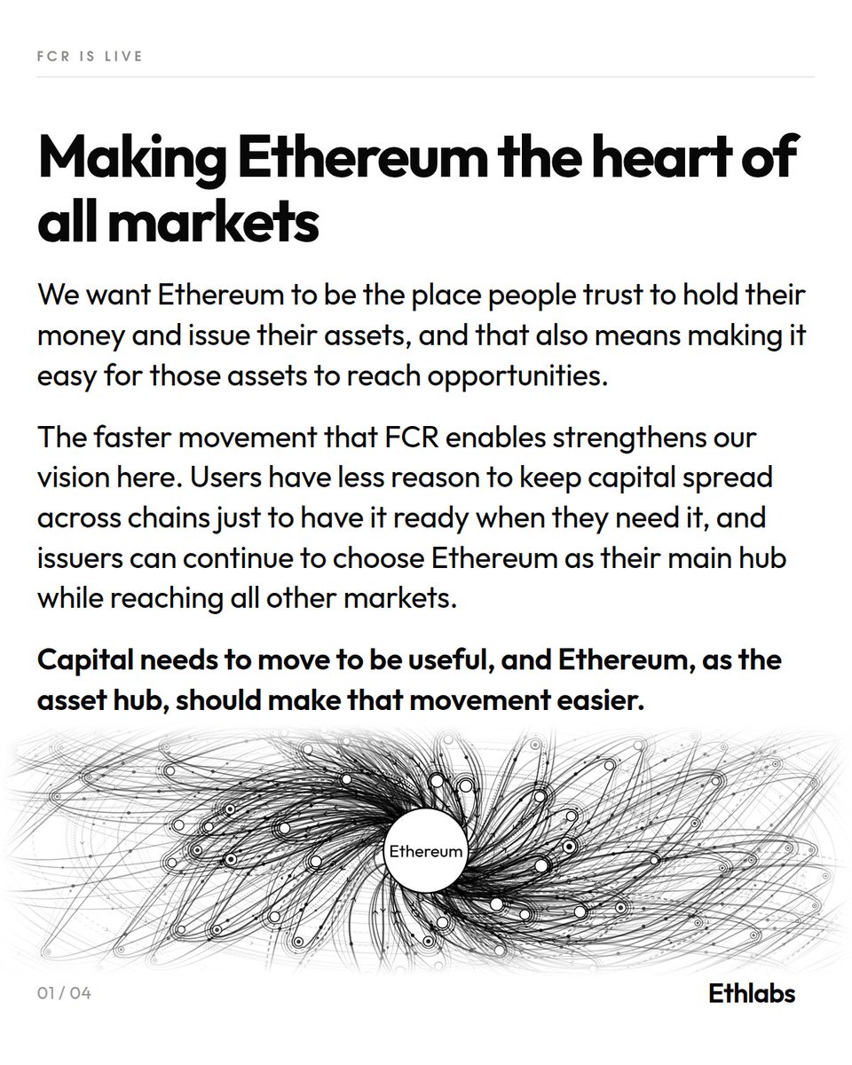 ethlabs_org's tweet photo. Ethereum's FCR is paving the road to better onchain markets. https://t.co/I0C1t3k1qn
