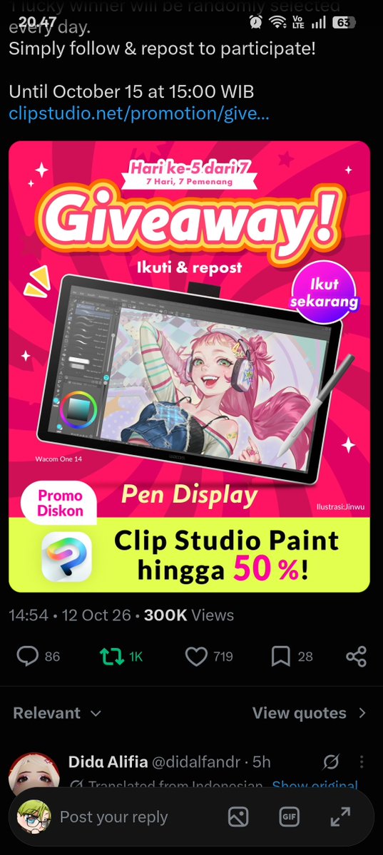 notillyas's tweet photo. @clipstudiopaint horray https://t.co/o9j3Hspzxa