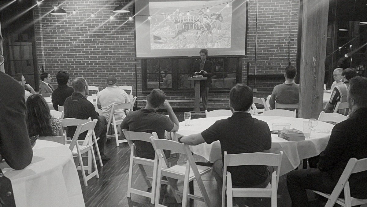 tchevezmathews's tweet photo. Thank you to everyone who attended and made this event possible. 

AMERICAN FICTION / SAINT LOUIS October 10, 2026

Readings by Theodore Judson John Jay Stancliff

With Will Ballard The Prudentialist

Sponsored by Ark Press · Passage Press · Charles Haywood

Presented by 
Oyarsa
Farthest Heaven
Book Club From Hell

Signup to be notified of future events
https://t.co/4kC4nn8Cq7