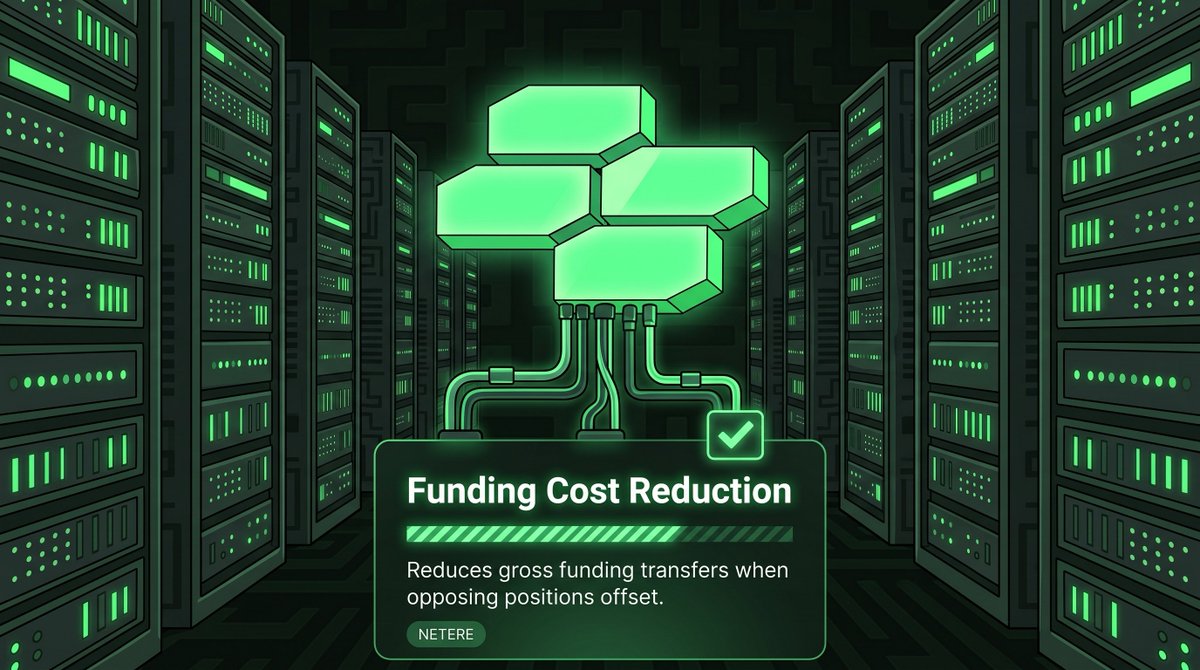 NetereFusion's tweet photo. Gross funding transfers can overlook the offsets between opposing perpetual positions.

Netere calculates combined funding obligations across eligible markets, targeting lower gross funding transfers while preserving open trades and exchange-specific risk controls. https://t.co/YpmvoFP69R