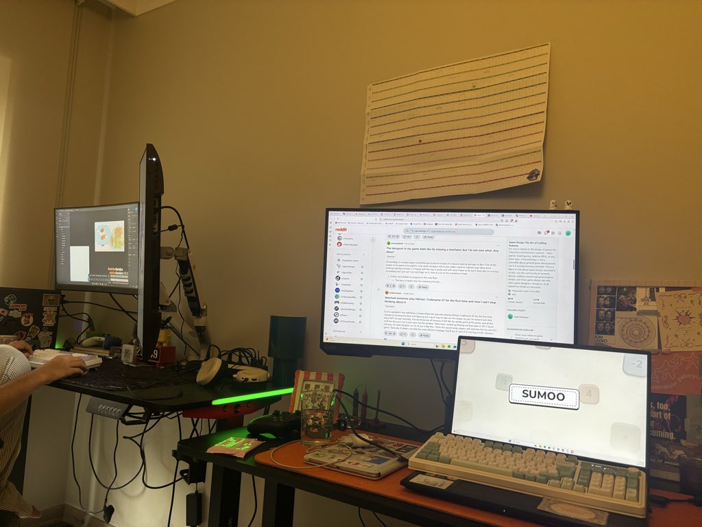 ducktilegames's tweet photo. cozy monday at our tiny two person studio! me and my husband working on our puzzle game 🦆 https://t.co/okibiehqtf