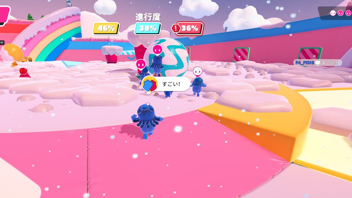6p4_4g's tweet photo. 続き：②出遅れから逆転抜け⛄　③モンスター覚醒で順番に起きる🦑　④野良さんを囲んで怖いビーンするヤバイメンバー😇　⑤自分だけトリーターの回で、他のメンバーが遊びに（飴取りに？）来たり🎃 https://t.co/vKVp0MeaVP