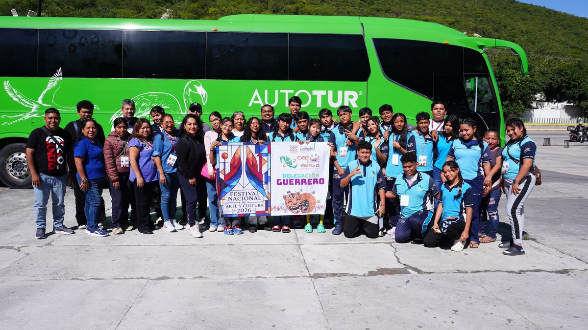 cecytegro's tweet photo. Nuestra delegación del CECyTE-EMSAD Guerrero ha llegado al estado de Durango 🌄nuestros estudiantes lo darán todo en el "XXVIII Festival Nacional de Arte y Cultura 2026", la máxima fiesta cultural y artística de los CECyTEs.
#CECYTEGRO
#EMSADGRO https://t.co/w3bZkchdhz