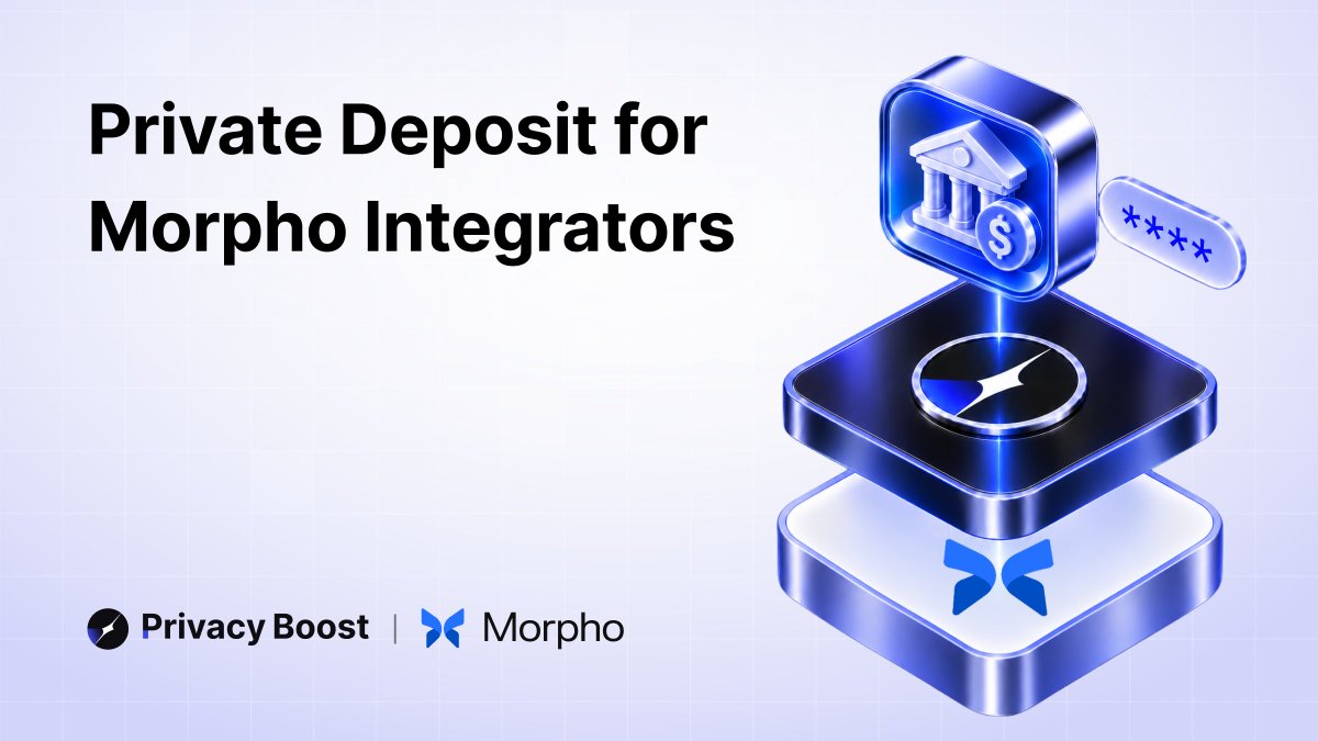 PrivacyBoost's tweet photo. Introducing: Privacy Boost for @Morpho integrators

Fintechs, neobanks and wallets building Earn products powered by Morpho can now shield their users' balances from public view with our SDK.