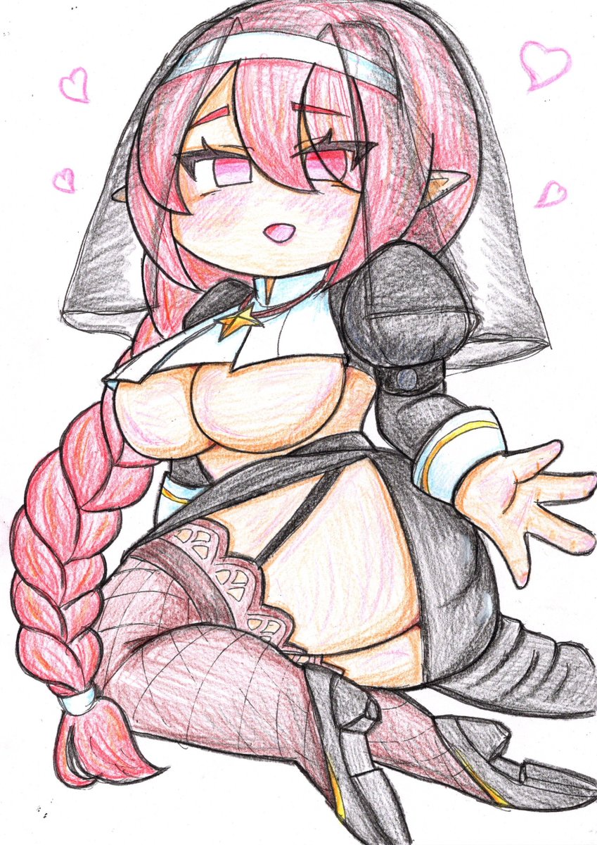exam0's tweet photo. #トリッカル
シスター衣装のヘイリー描きました！

南半球がっつり出してるシスター服とか凄いえちほっぺだよね🥰 https://t.co/yUSvLBT7HZ