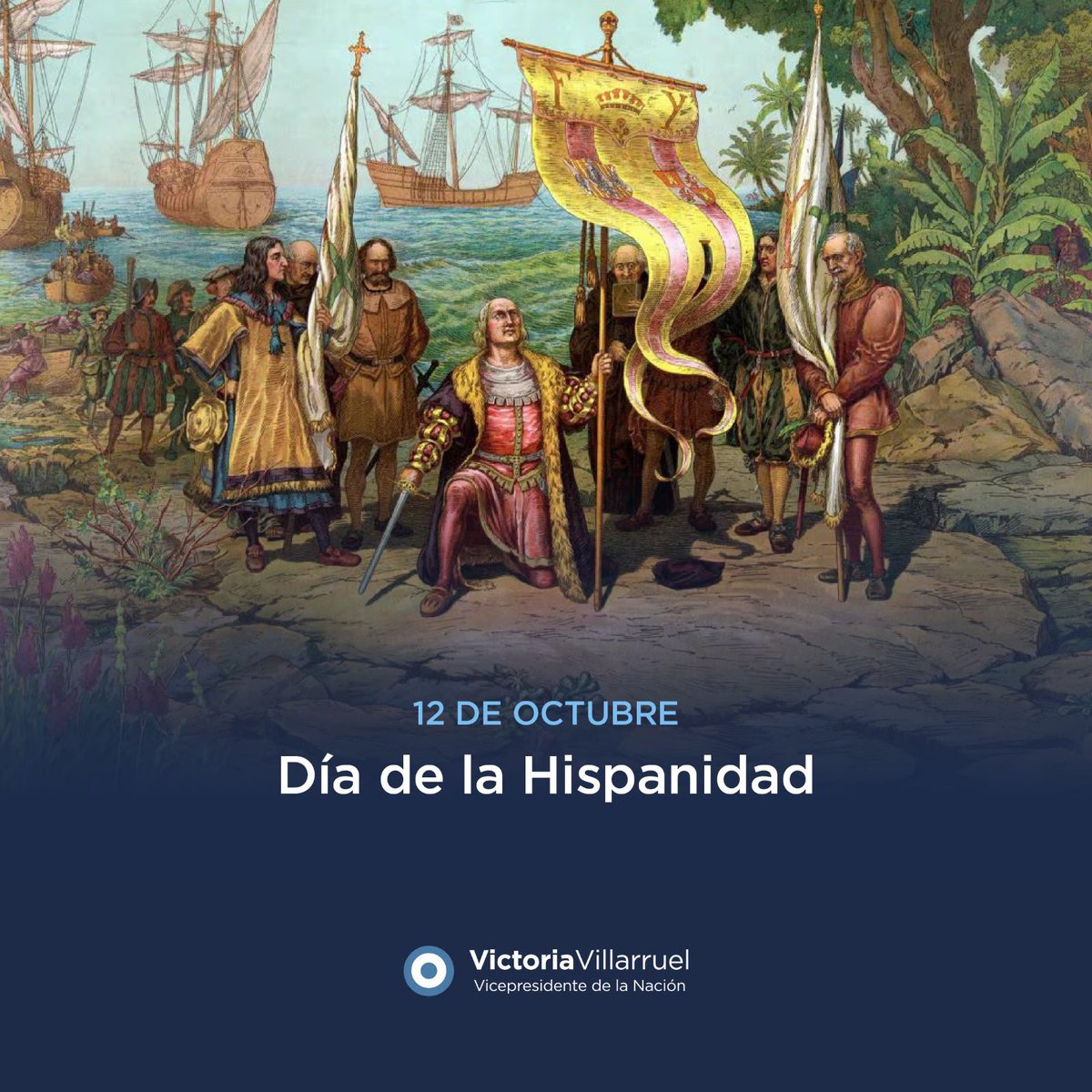 VickyVillarruel's tweet photo. Hoy celebramos el Día de la Hispanidad, una fecha fundacional que nos invita a honrar la raíz profunda de nuestra Patria y a reconocer la herencia gloriosa que moldeó el ser nacional.

Nuestra Nación nació del encuentro de dos mundos, pero se consolidó en la fe católica, el idioma castellano y la tradición jurídica y cultural que España trajo a estas tierras americanas. Esa identidad hispana es la columna vertebral que une nuestro destino con el de millones de hermanos a lo largo de Iberoamérica, hermanados por una misma cosmovisión, los mismos valores y una riqueza espiritual inestimable.

Frente a los intentos de fragmentar nuestro pasado o de importar relatos que reniegan de nuestros orígenes, reafirmo con orgullo el valor de nuestra herencia hispánica. Defender la Hispanidad es defender la verdad histórica, la continuidad de nuestra cultura y la dignidad de un pueblo que sabe de dónde viene para poder elegir hacia dónde va.

A todos los argentinos y a las naciones hermanas que comparten este legado de fe, idioma y tradición, les deseo un muy feliz día.
