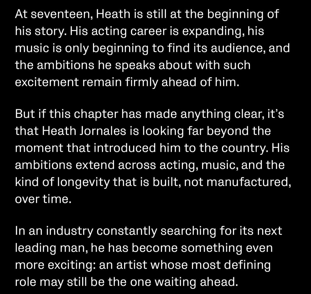 foursola's tweet photo. can we talk about how beautifully heath’s career is unfolding?

solo concerts, original music, a VMAN SEA cover, prestigious industry invitations, multiple acting projects, and now AMIR, an official MMFF 2026 entry. like, grabe. the range, the opportunities, the trajectory? 

and let’s not forget StarPop and Sparkle, two major players from ABS-CBN and GMA, collaborating to support his solo career. i mean, that’s quite a statement on its own.

and mind you, he’s barely scratching the surface of what he can do. 

music, fashion, television, cinema. ang daming doors opening for him under his own name.

he’s building his own lane, making his own name, and collecting milestones along the way.

#HeathJornales