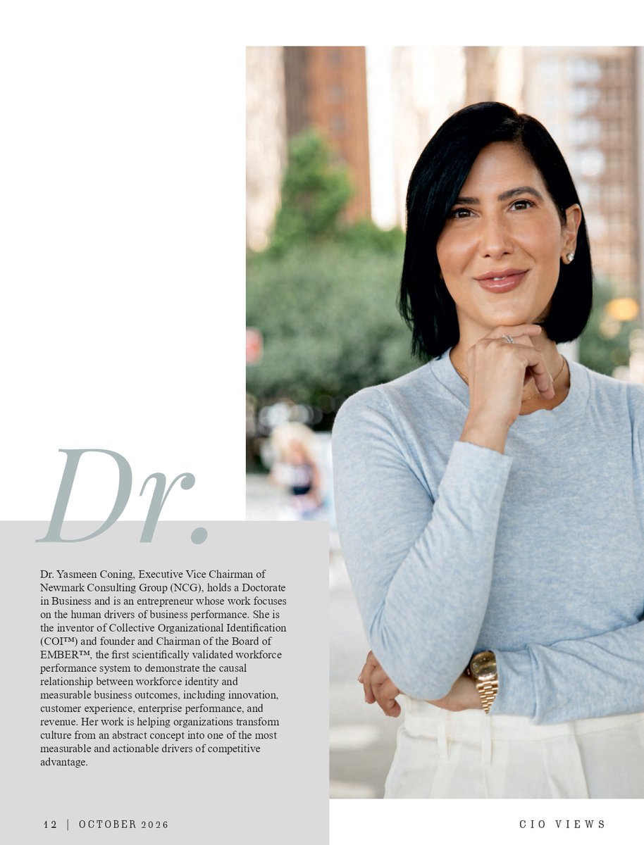 CIOviews's tweet photo. CIO Views Magazine proudly features Dr. Yasmeen Coning, Executive Vice Chairman of @Newmark , on the front cover of “The 10 Business Minds Defining the Next Era of Leadership, 2026.”
🔗https://t.co/Lq9pmab0Za

#Visionary #Executive #Business #Leadership  #OrganizationalCulture https://t.co/wuGsgbyLQX