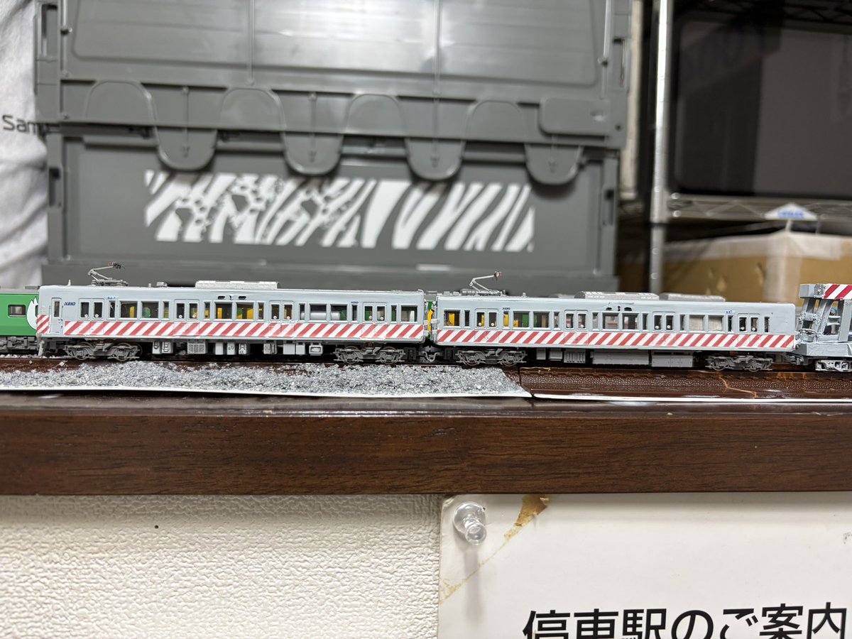 Ketama8001's tweet photo. #けーたま重機整備 
デワ600+チキ290 落成…！！
GMキットの京王6000系から製作。
チキが少しオーバースケールですが、それっぽくなったかなーと。
こちらも床下を正規化、中間運転台ももちろん設置しています。
改良点はまだまだありますが、ひとまず形になりました。 https://t.co/4B5Zp43e9c