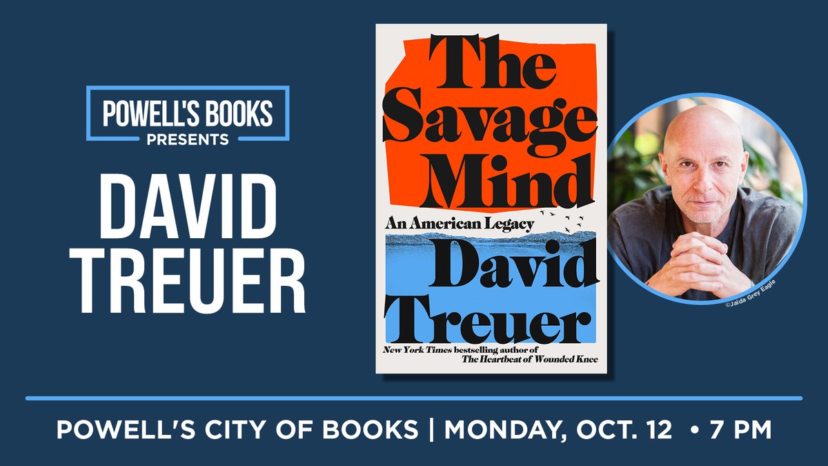 Powells's tweet photo. Event tonight! David Treuer at Powell's Burnside at 7pm. More info: https://t.co/5iTeEWJsLB

#portlandevents #authorevent #powellsevents #powellsbooks https://t.co/yVXlXQEN69