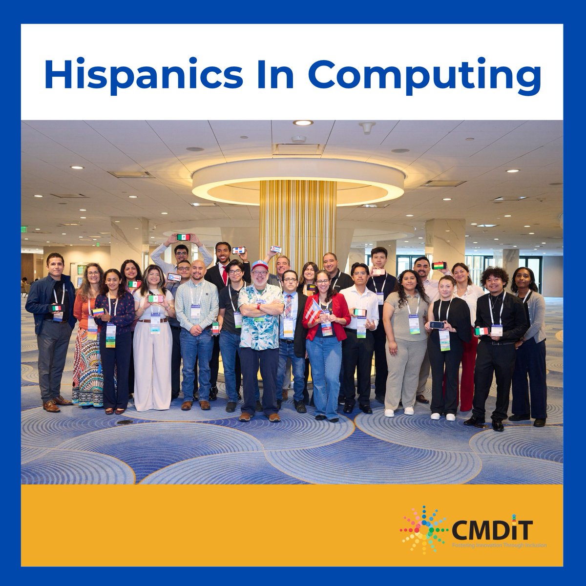 cmdit's tweet photo. For Hispanic Heritage Month, we’re highlighting Hispanics in Computing, a long-standing CMD-IT community partner connecting students, faculty, researchers, and computing professionals.  https://t.co/l4mBJYkEOL 
#HispanicHeritageMonth #HispanicsInComputing #CMDIT https://t.co/pCk5Ej9scN