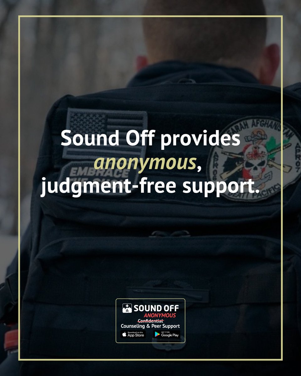 SoundOff's tweet photo. Sound Off exists so no one who's served has to carry it alone. Our free app connects Those Who Serve with anonymous peer and professional support — because reaching out shouldn't require a name attached. https://t.co/ITQfgIjjXH